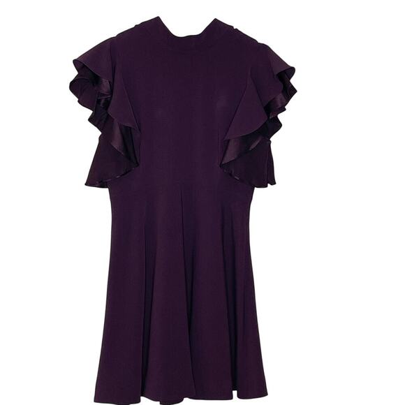 CINQ A SEPT REINA RUFFLE SLEEVE BACK  BOW TIE ‎ SILK BLEND MINI DRESS SIZE 8 - Picture 1 of 9